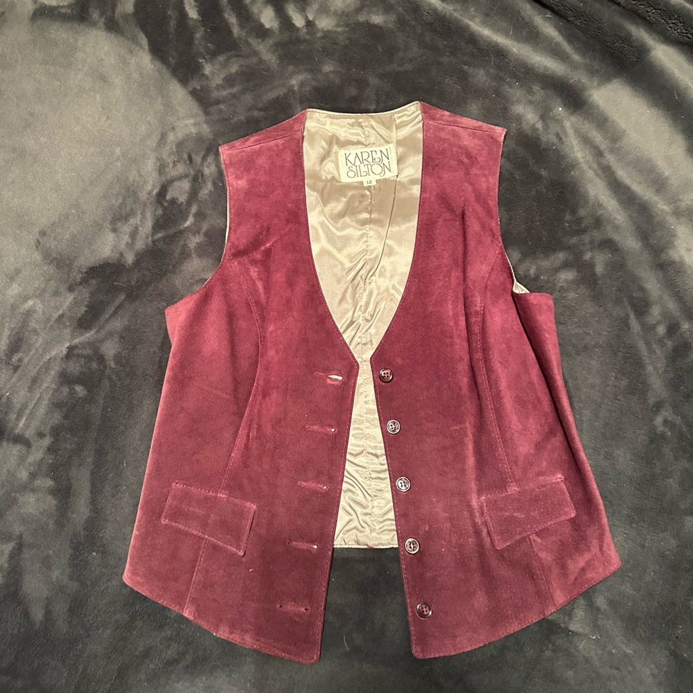 Women's Burgundy Velvet Vest